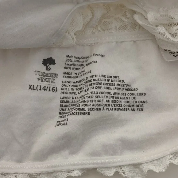 Girls lace bralette Tucker + Tate Nordstrom sz XL 14/16 White Racerback - Picture 3 of 3